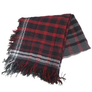 グッチ GUCCI 大判 マフラー ストール スカーフ チェック 総柄 絹 シルク混 黒 ブラック グレー 赤 レッド ■IBO100 メンズ レディース