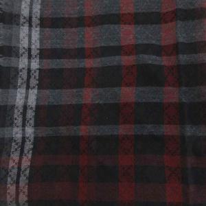 グッチ GUCCI 大判 マフラー ストール スカーフ チェック 総柄 絹 シルク混 黒 ブラック グレー 赤 レッド ■IBO100 メンズ レディース