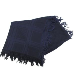 グッチ GUCCI GG柄 マフラー ストール フリンジ 総柄 コットン 青 ブルー 黒 ブラック ■IBO100 メンズ レディース