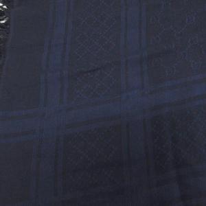 グッチ GUCCI GG柄 マフラー ストール フリンジ 総柄 コットン 青 ブルー 黒 ブラック ■IBO100 メンズ レディース