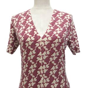 グッチ GUCCI 2007年 カーディガン 半袖 ニット カシミヤ100% M アイボリー 紫 パープル EABB 2007 00024 ■IBO100 レディース