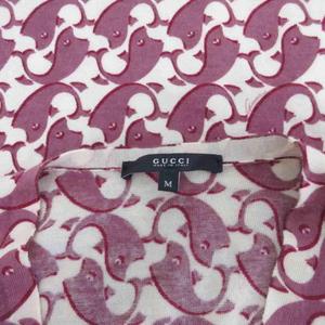 グッチ GUCCI 2007年 カーディガン 半袖 ニット カシミヤ100% M アイボリー 紫 パープル EABB 2007 00024 ■IBO100 レディース