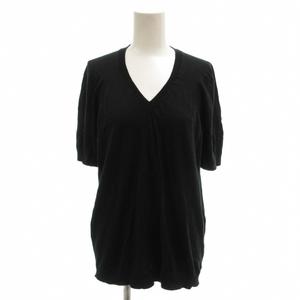 ジョンスメドレー JOHN SMEDLEY Vネックセーター カットソー 薄手 F 黒 ブラック 半袖 無地 /TQ ■IBO100 レディース
