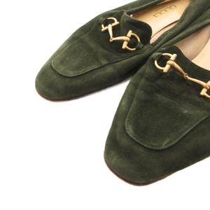 グッチ GUCCI ホースビット ローファー スリッポン スエード 38 緑 グリーン /FF ■IBO100 レディース