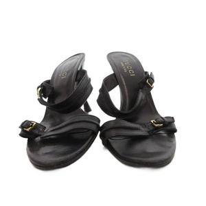 グッチ GUCCI サンダル ピンヒール レザー 36 黒 ブラック /FF ■IBO100 レディース