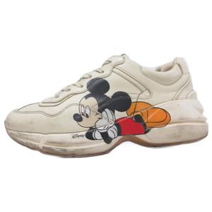 グッチ GUCCI × DISNEY ディズニー Rhyton Mickey Mouse Sneaker スニーカー ローカット シューズ プリント 37.5 ベージュ ■IBO100 レディース