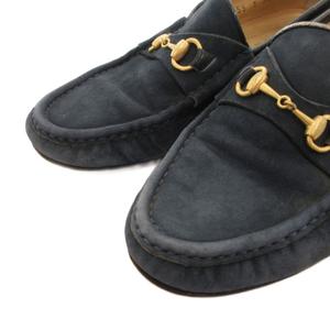 グッチ GUCCI ホースビット ローファー スリッポン シューズ スエード 35 紺 ネイビー /FF ■IBO100 レディース