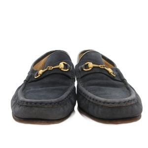 グッチ GUCCI ホースビット ローファー スリッポン シューズ スエード 35 紺 ネイビー /FF ■IBO100 レディース