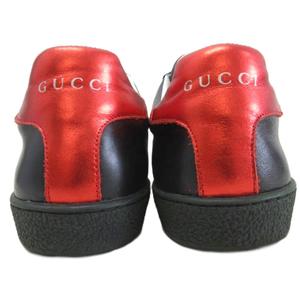 グッチ GUCCI エース ストライプ スニーカー ローカット シューズ ロゴ 27.5㎝ 黒 ブラック アイボリー メンズ