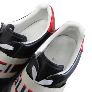 グッチ GUCCI エース ストライプ スニーカー ローカット シューズ ロゴ 27.5㎝ 黒 ブラック アイボリー メンズ