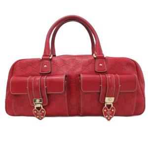 グッチ GUCCI シマ GGロゴ ミニボストンバッグ ハンドバッグ カデナモチーフ ハート レザー 皮革 赤 レッド 152466 レディース
