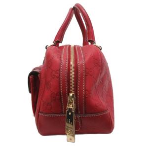 グッチ GUCCI シマ GGロゴ ミニボストンバッグ ハンドバッグ カデナモチーフ ハート レザー 皮革 赤 レッド 152466 レディース
