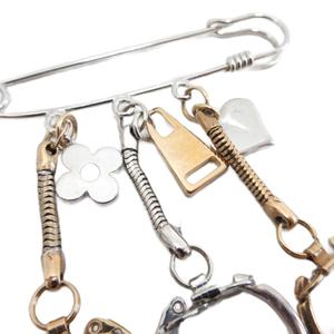 ルイヴィトン LOUIS VUITTON ヌリス LV ピンブローチ セーフティピン 安全ピン チャーム ロゴ金具 アクセサリー ゴールドカラー シルバーカラー レディース