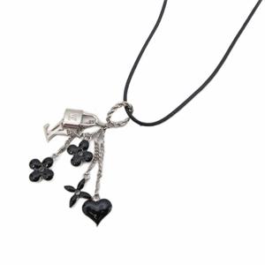 ルイヴィトン LOUIS VUITTON M65391 パンダンティフ スウィートモノグラム LVロゴ ネックレス アクセサリー チャーム シルバーカラー 黒 ブラック レディース