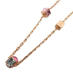 ルイヴィトン LOUIS VUITTON M66831 コリエギャンブルネックレス LV ロゴ キューブ ラインストーン アクセサリー ゴールドカラー レディース
