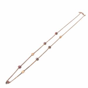 ルイヴィトン LOUIS VUITTON M66831 コリエギャンブルネックレス LV ロゴ キューブ ラインストーン アクセサリー ゴールドカラー レディース