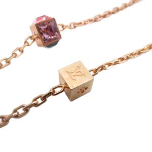 ルイヴィトン LOUIS VUITTON M66831 コリエギャンブルネックレス LV ロゴ キューブ ラインストーン アクセサリー ゴールドカラー レディース