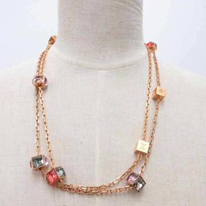 ルイヴィトン LOUIS VUITTON M66831 コリエギャンブルネックレス LV ロゴ キューブ ラインストーン アクセサリー ゴールドカラー レディース