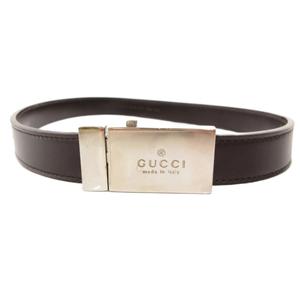 グッチ GUCCI レザーベルト ロゴバックル ナロー 茶 ブラウン /JS ☆AA★ ■IBO100 レディース