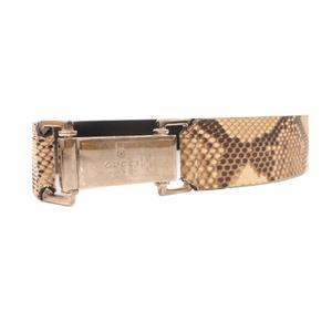 グッチ GUCCI レザーベルト パイソン型押し ロゴ バックル 63cm ベージュ /JS ■IBO100 レディース