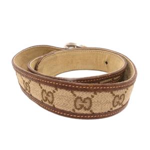 グッチ GUCCI オールドグッチ ベルト GGキャンバス 総柄 茶 ブラウン ベージュ /JS ■IBO100 レディース