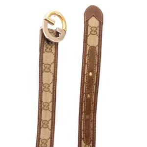 グッチ GUCCI オールドグッチ ベルト GGキャンバス 総柄 茶 ブラウン ベージュ /JS ■IBO100 レディース