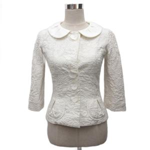 ルイヴィトン LOUIS VUITTON ジャガードジャケット ブレザー フラップボタン 総柄 絹 シルク100% 36 アイボリー RW061A WIJA12CK7 レディース