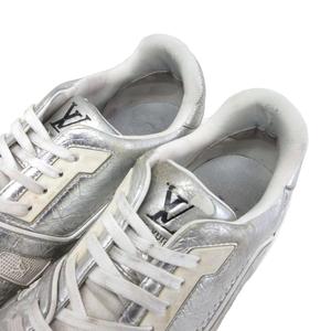 ルイヴィトン LOUIS VUITTON LVトレイナーライン LVロゴ スニーカー ローカット シューズ レザー 皮革 メタリック 8 シルバーカラー ■IBO100 メンズ