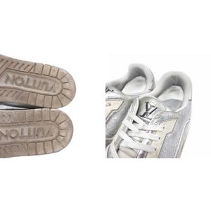 ルイヴィトン LOUIS VUITTON LVトレイナーライン LVロゴ スニーカー ローカット シューズ レザー 皮革 メタリック 8 シルバーカラー ■IBO100 メンズ