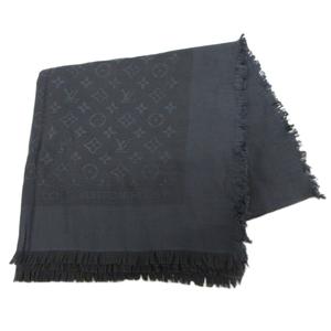 ルイヴィトン LOUIS VUITTON ショール モノグラム LV アントラシット M74752 大判ストール マフラー 総柄 絹 シルク ダークグレー ■IBO101 レディース