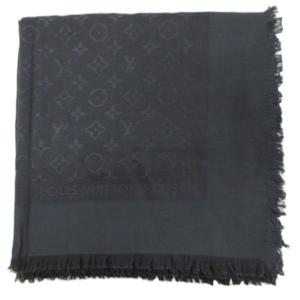 ルイヴィトン LOUIS VUITTON ショール モノグラム LV アントラシット M74752 大判ストール マフラー 総柄 絹 シルク ダークグレー ■IBO101 レディース