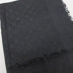 ルイヴィトン LOUIS VUITTON ショール モノグラム LV アントラシット M74752 大判ストール マフラー 総柄 絹 シルク ダークグレー ■IBO101 レディース