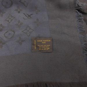 ルイヴィトン LOUIS VUITTON ショール モノグラム LV アントラシット M74752 大判ストール マフラー 総柄 絹 シルク ダークグレー ■IBO101 レディース
