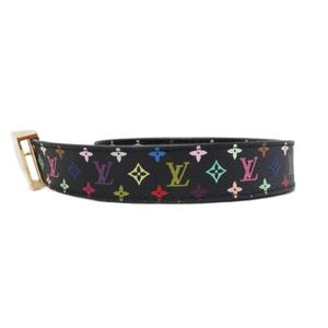 ルイヴィトン LOUIS VUITTON サンチュール LVカット M6890 モノグラム ベルト ロゴバックル 34/85 黒 ブラック マルチカラー ■IBO101 レディース