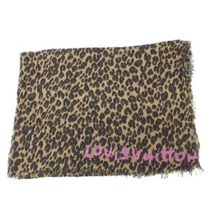 ルイヴィトン LOUIS VUITTON M72215 エトール レオパード ストール マフラー 大判 総柄 ベージュ 黒 ブラック ☆AA★ ■IBO101 レディース