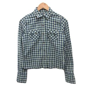 ポロジーンズ ラルフローレン POLO JEANS チェックシャツ 長袖 コットン 短丈 XS 青 ブルー 水色 ■IBO101 メンズ