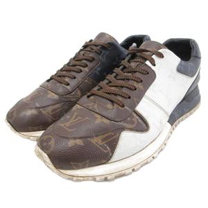 ルイヴィトン LOUIS VUITTON ランアウェイ・ラインスニーカー モノグラム ローカット シューズ 総柄 7.5 茶 ブラウン グレー 白 ホワイト メンズ