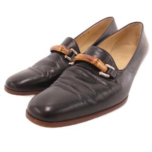 グッチ GUCCI パンプス ローファー シューズ バンブービット レザー ラウンドトゥ 36.5 黒 ブラック /JS ■IBO103 レディース