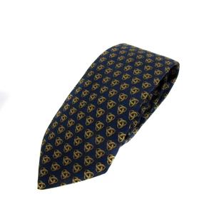 エルメス HERMES ネクタイ レギュラータイ 総柄 シルク 紺 ネイビー