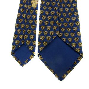 エルメス HERMES ネクタイ レギュラータイ 総柄 シルク 紺 ネイビー