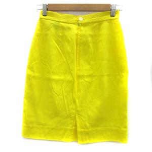 フェンディ FENDI タイトスカート ひざ丈 無地 スリット M 黄色  