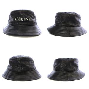 セリーヌ CELINE 帽子 バケットハット キルティング ラムレザー M 57cm