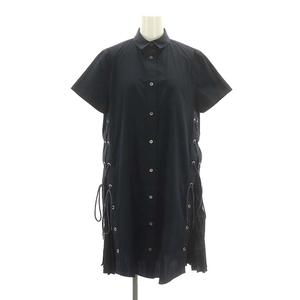 サカイ sacai サイドプリーツ レースアップ シャツワンピース 膝丈 
