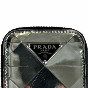 プラダ PRADA ブラッシュドレザーポーチ ショルダーバッグ トライアングルロゴ シルバー 2TL441 メンズ