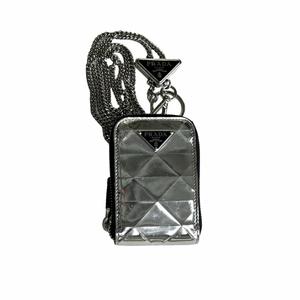 プラダ PRADA ブラッシュドレザーポーチ ショルダーバッグ トライアングルロゴ シルバー 2TL441 メンズ