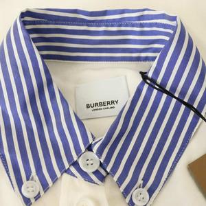 バーバリー BURBERRY シルク ポケットロゴ シャツ ボタンダウン 長袖 US2 ナチュラルホワイト 青 ブルー 8071331 /MI ■OS レディース