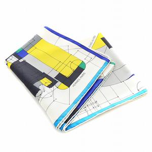 エルメス HERMES カレ90 チェックメイト ECHEC AU ROI スカーフ シルク 絹 グレー 白 ホワイト 青 ブルー 緑 グリーン /AN13 ■OH レディース