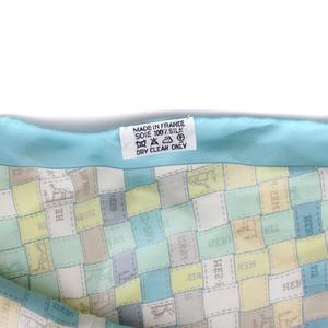 エルメス HERMES ポワントゥ ボルデュック チェック 三角スカーフ 総柄 シルク 水色 /YM ■OH レディース