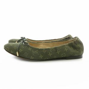 ルイヴィトン LOUIS VUITTON フラットシューズ バレエシューズ モノグラム リボン 35 1/2 23.0 カーキ /MP ■GY19 レディース