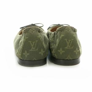 ルイヴィトン LOUIS VUITTON フラットシューズ バレエシューズ モノグラム リボン 35 1/2 23.0 カーキ /MP ■GY19 レディース
